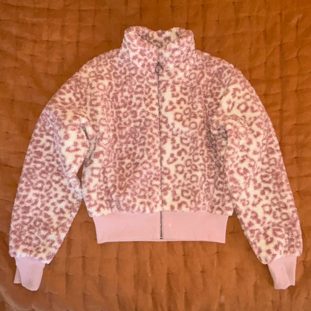 Lspace leopard teddy bomber jacket, like new, size small